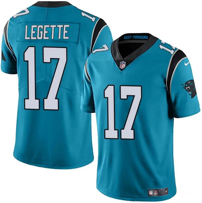 Men's Carolina Panthers #17 Xavier Legette Blue 2024 Draft Vapor Limited Stitched Football Jersey